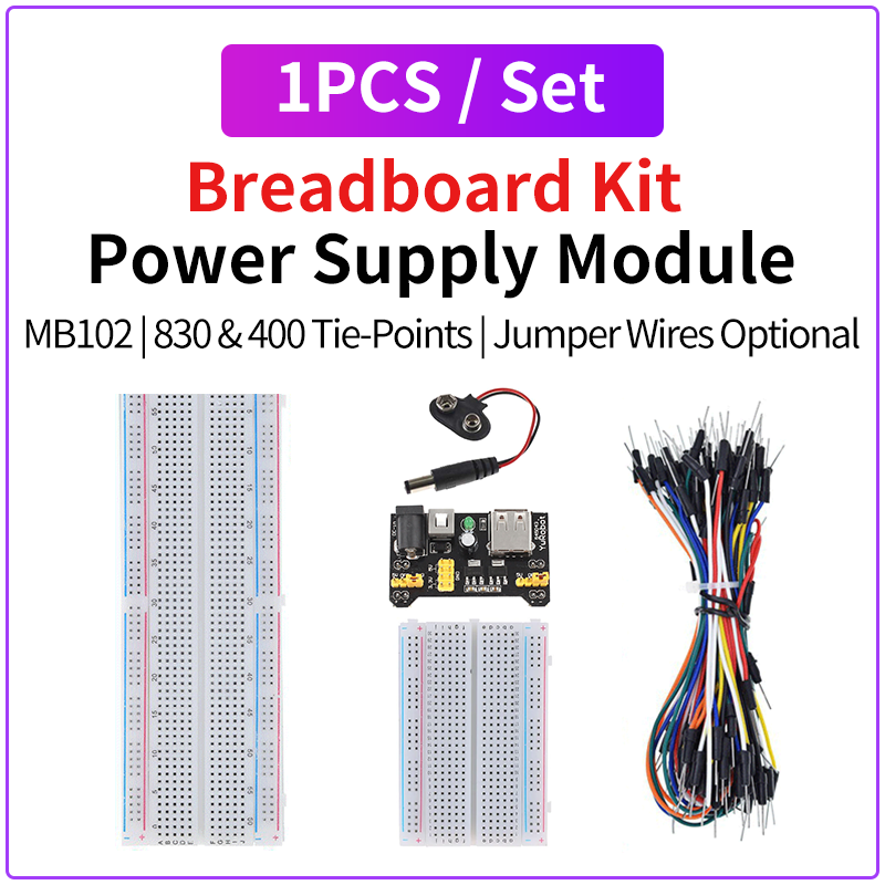 Breadboard Jumper Wires Power Supply Kit - MB102 Breadboard Power Supply Module +